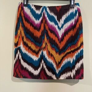 Multicolor Chevron Knit Mini Skirt - Teal, Orange & Magenta